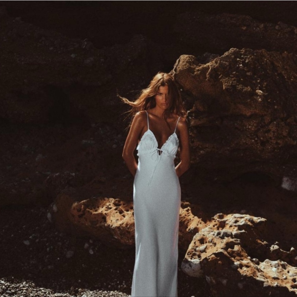 Zara White Satin Maxi Dress